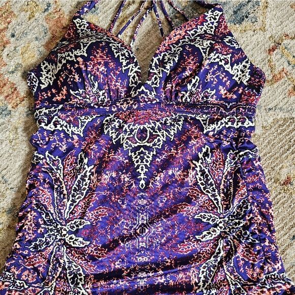 ATHLETA Aqualuxe Print Molded Tankini Top Paradise Print, Sz M, Like New - Picture 4 of 7